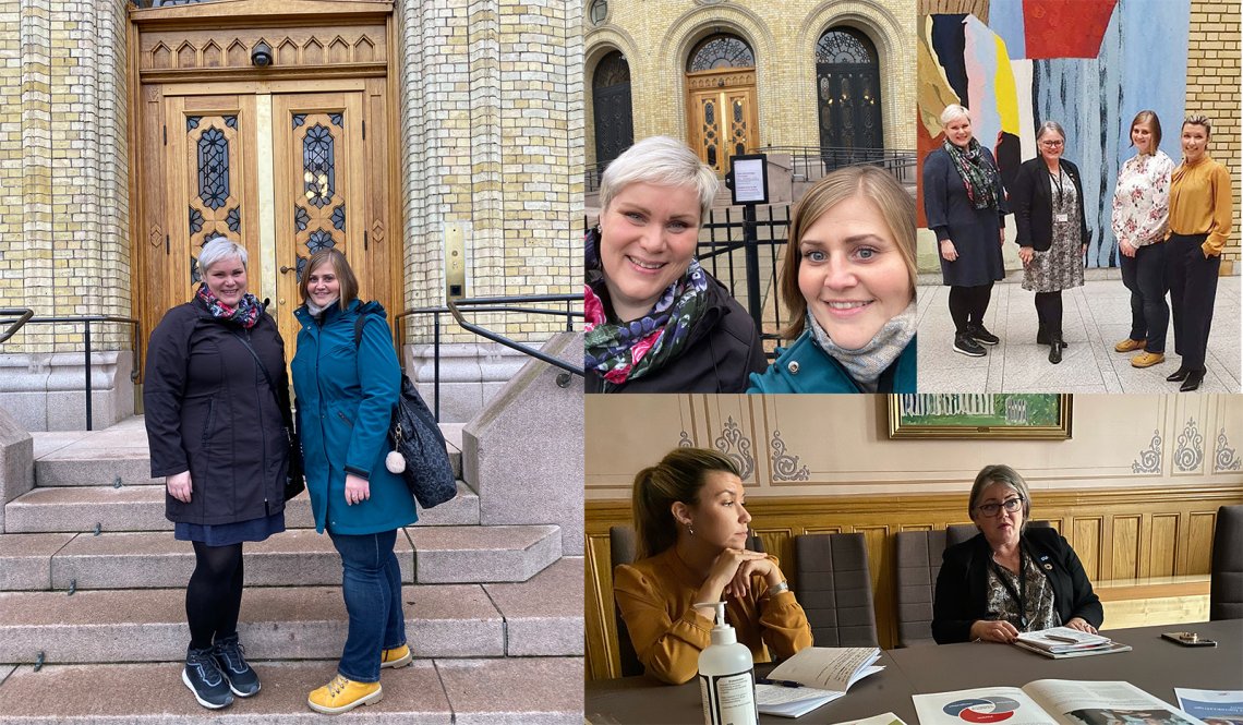 Veronica Karlsen Sagstuen og Jane Helen Sveen hadde møte med stortingsrepresentantene  Anna Molberg og Kari-Anne Jønnes.