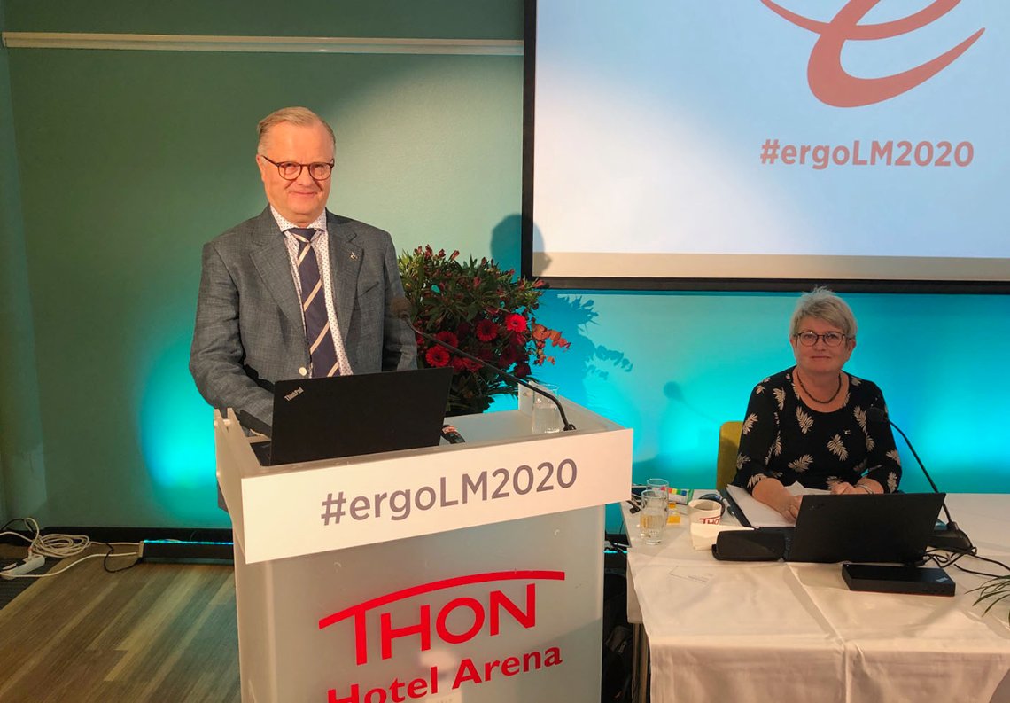 Forbundsleder Nils Erik Ness åpnet Ergoterapeutenes landsmøte 2020.